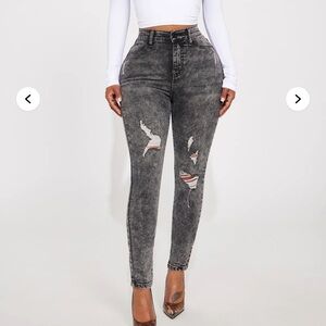 Fashion Nova Charcoal Distressed Skinny Jeans